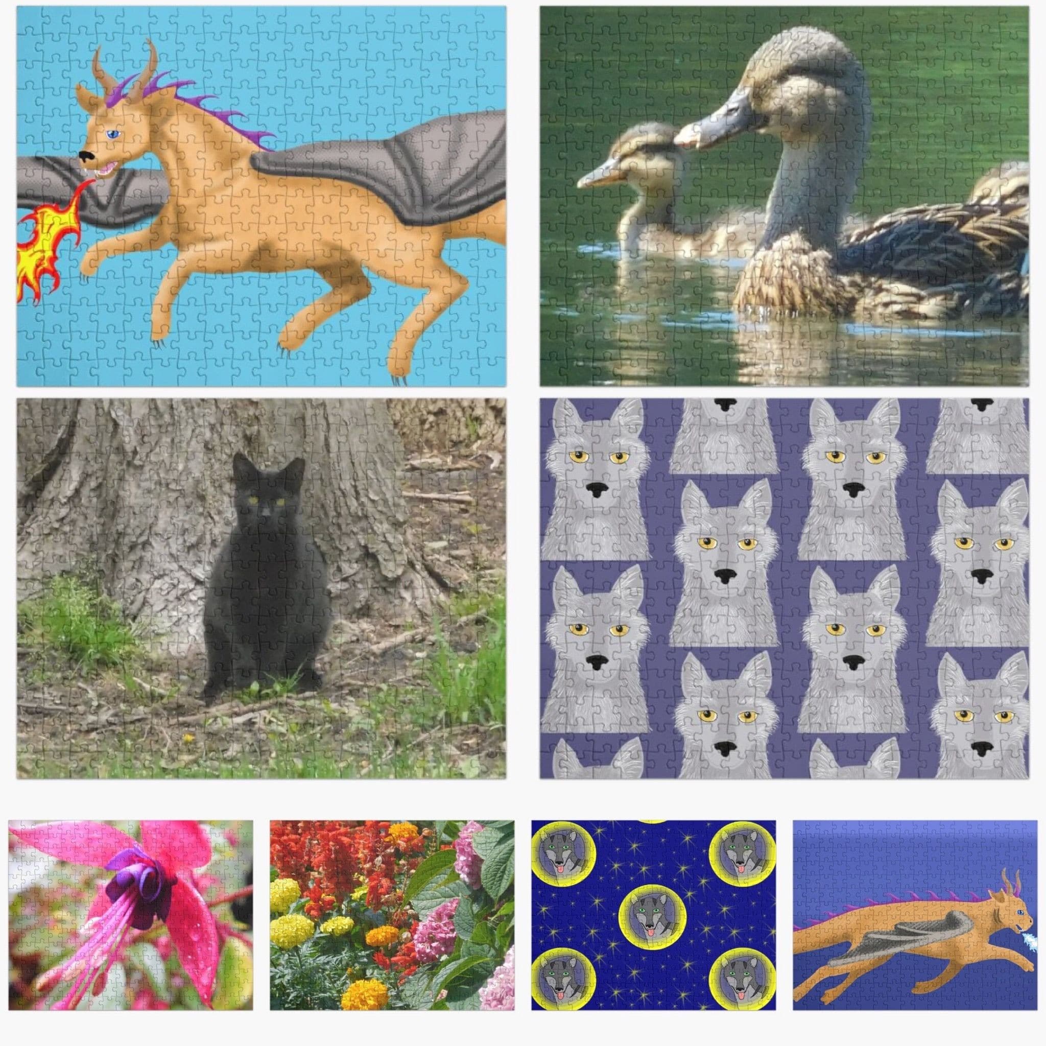 Jigsaw puzzles featuring Jennifer Priester's art and photography.