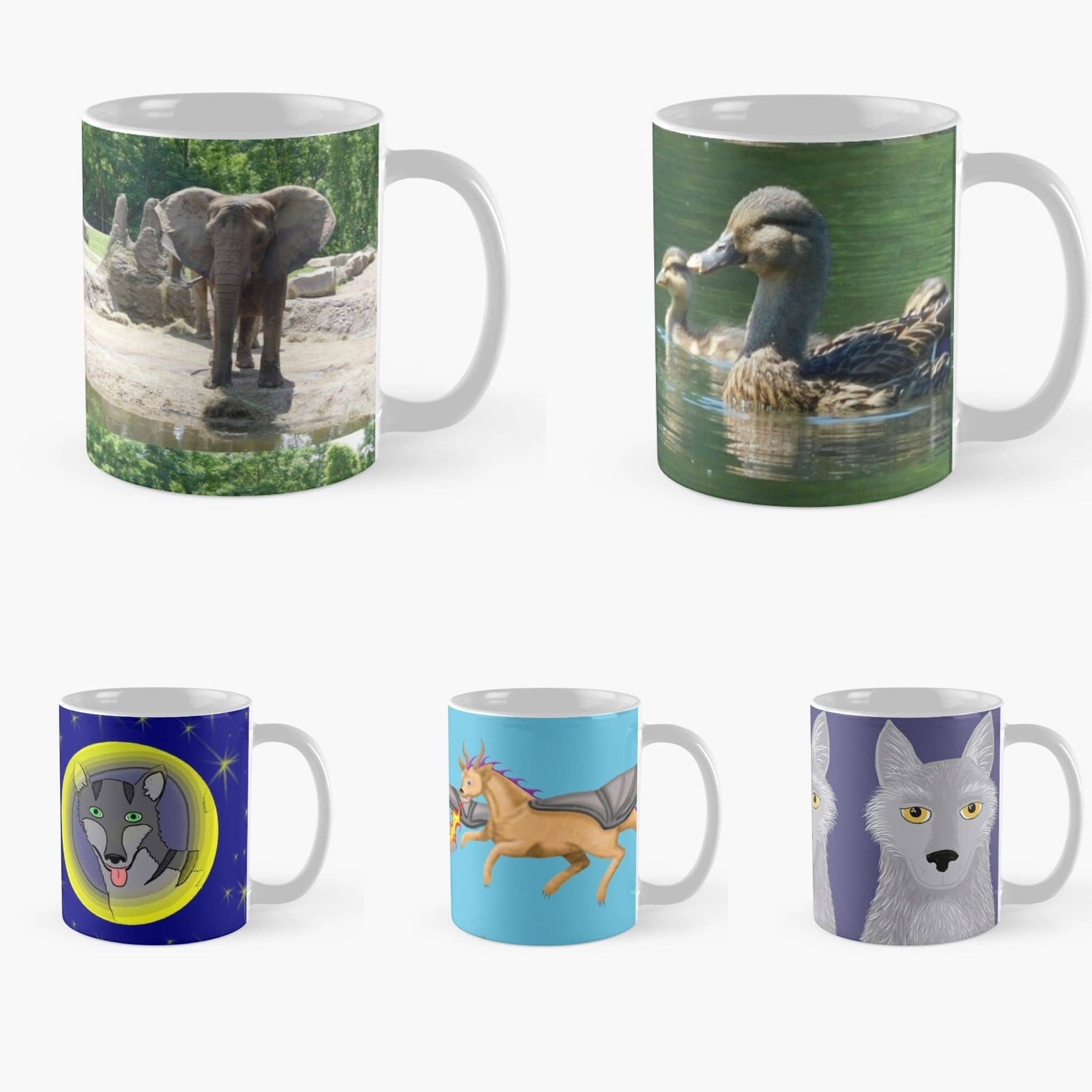 Mugs featuring Jennifer Priester's art and photography.