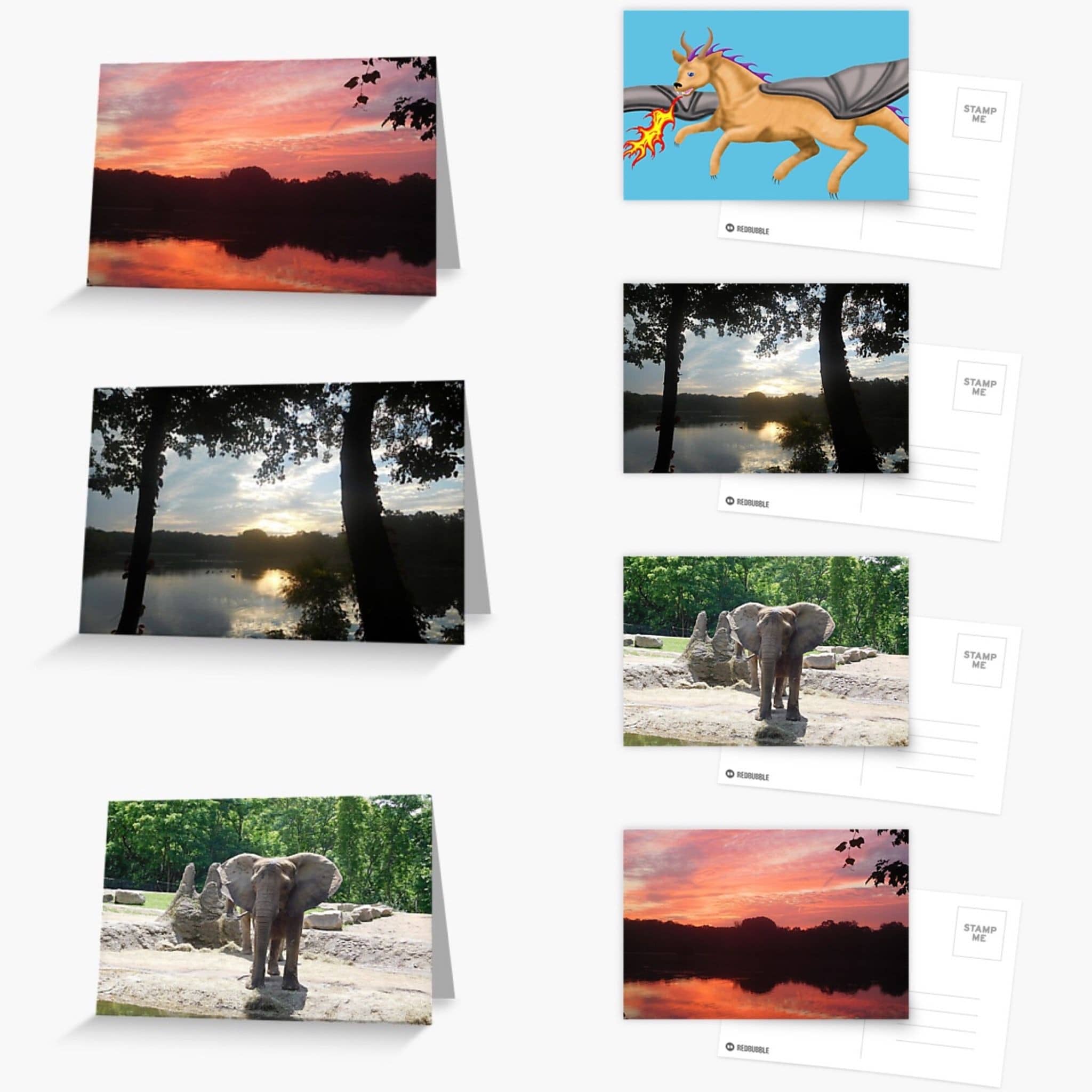 Greeting cards and postcards featuring Jennifer Priester's art and photography.